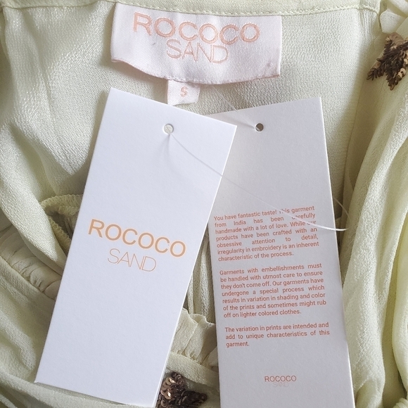 Rococo Sand Astral Gold Star Sleeveless High Low Wrap Dress NWT Size Small - Picture 15 of 17